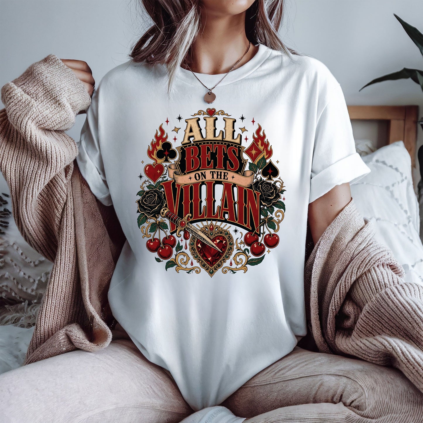 All Bets on the Villain Shirt, Dark Romance Book Lover Tee, Villain Era Graphic Shirt, BookTok Reader Gift