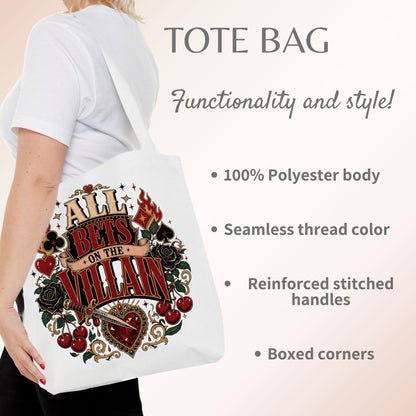 All Bets on the Villain Tote Bag, Dark Romance Book Lover Bag, Romantasy Reader Tote, BookTok Gift