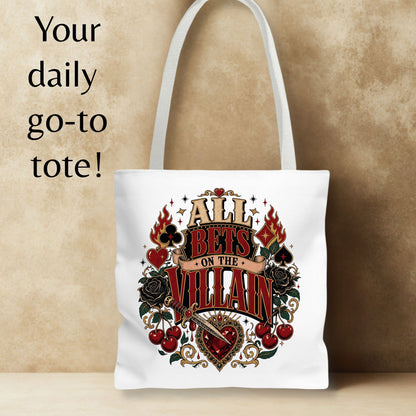 All Bets on the Villain Tote Bag, Dark Romance Book Lover Bag, Romantasy Reader Tote, BookTok Gift