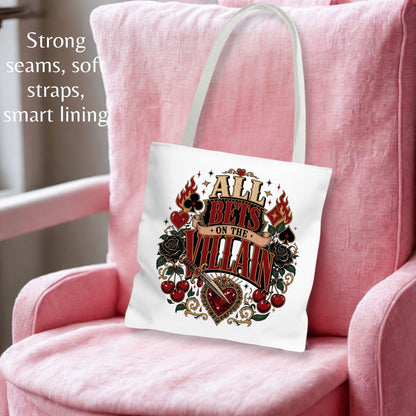 All Bets on the Villain Tote Bag, Dark Romance Book Lover Bag, Romantasy Reader Tote, BookTok Gift