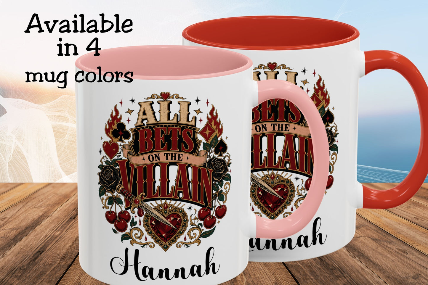 All Bets on the Villain Personalized Mug, Dark Romance Book Lover Mug, Custom Romantasy Reader Giftug