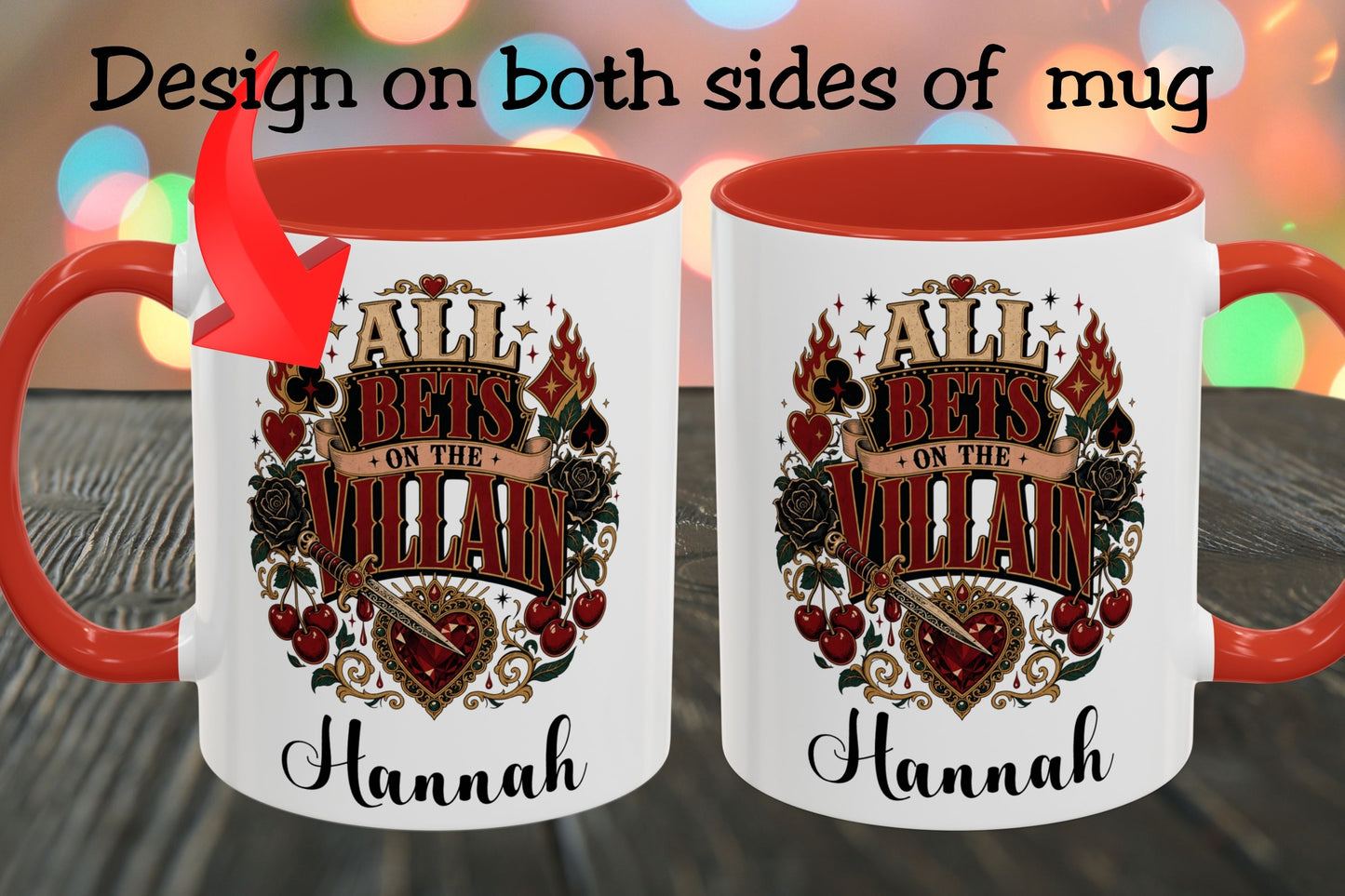 All Bets on the Villain Personalized Mug, Dark Romance Book Lover Mug, Custom Romantasy Reader Giftug