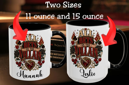All Bets on the Villain Personalized Mug, Dark Romance Book Lover Mug, Custom Romantasy Reader Giftug