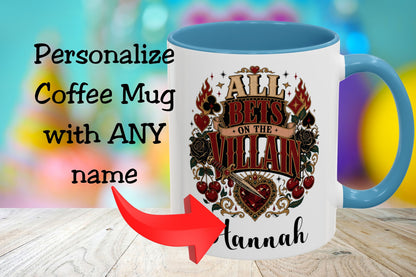 All Bets on the Villain Personalized Mug, Dark Romance Book Lover Mug, Custom Romantasy Reader Giftug