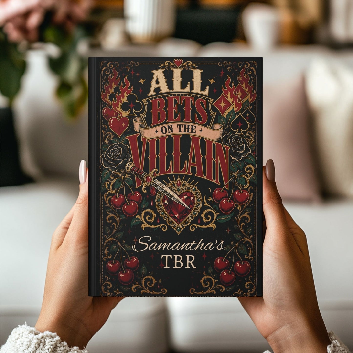 Personalized All Bets on the Villain TBR Journal, Dark Romance Reading Journal, Custom Book Lover Notebook