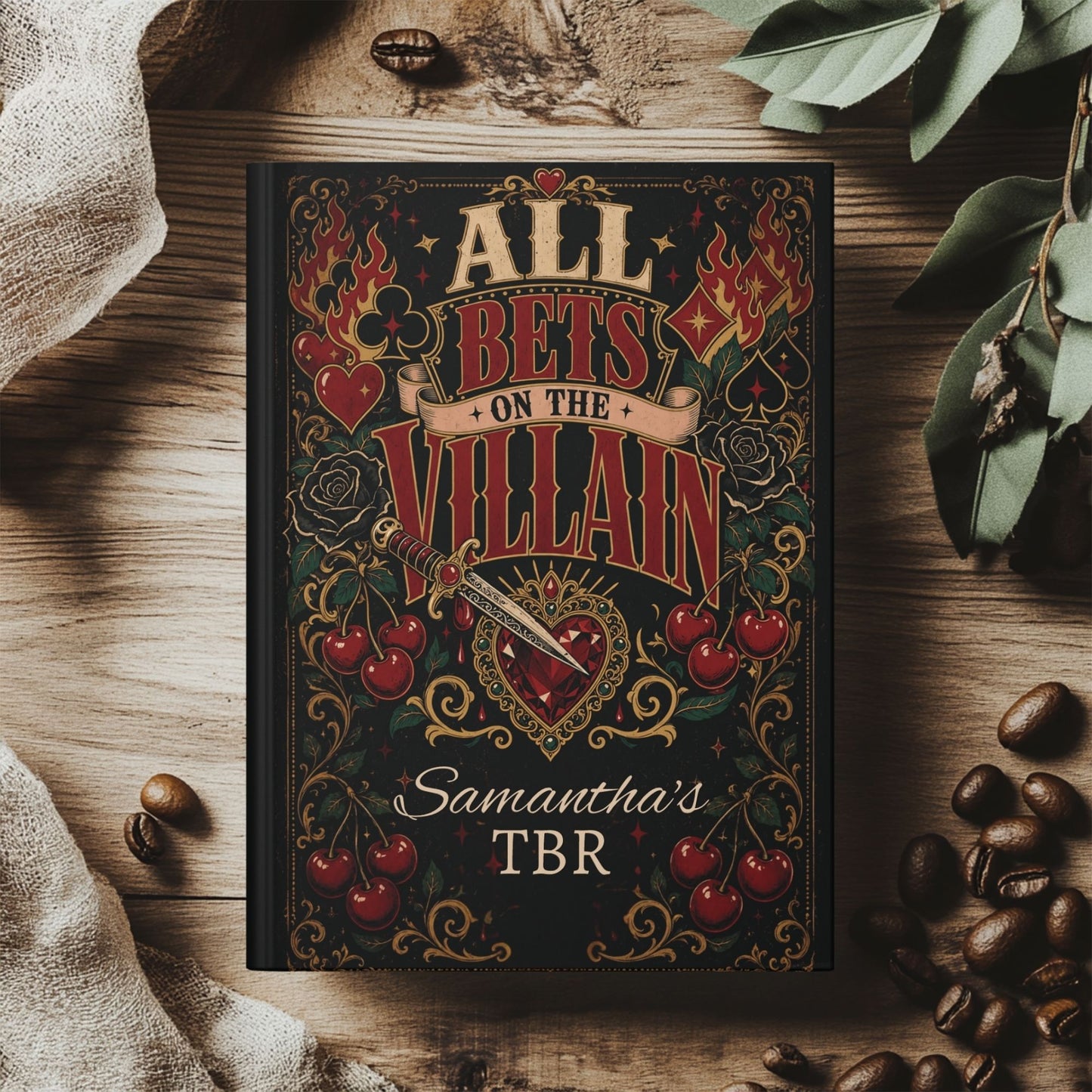 Personalized All Bets on the Villain TBR Journal, Dark Romance Reading Journal, Custom Book Lover Notebook