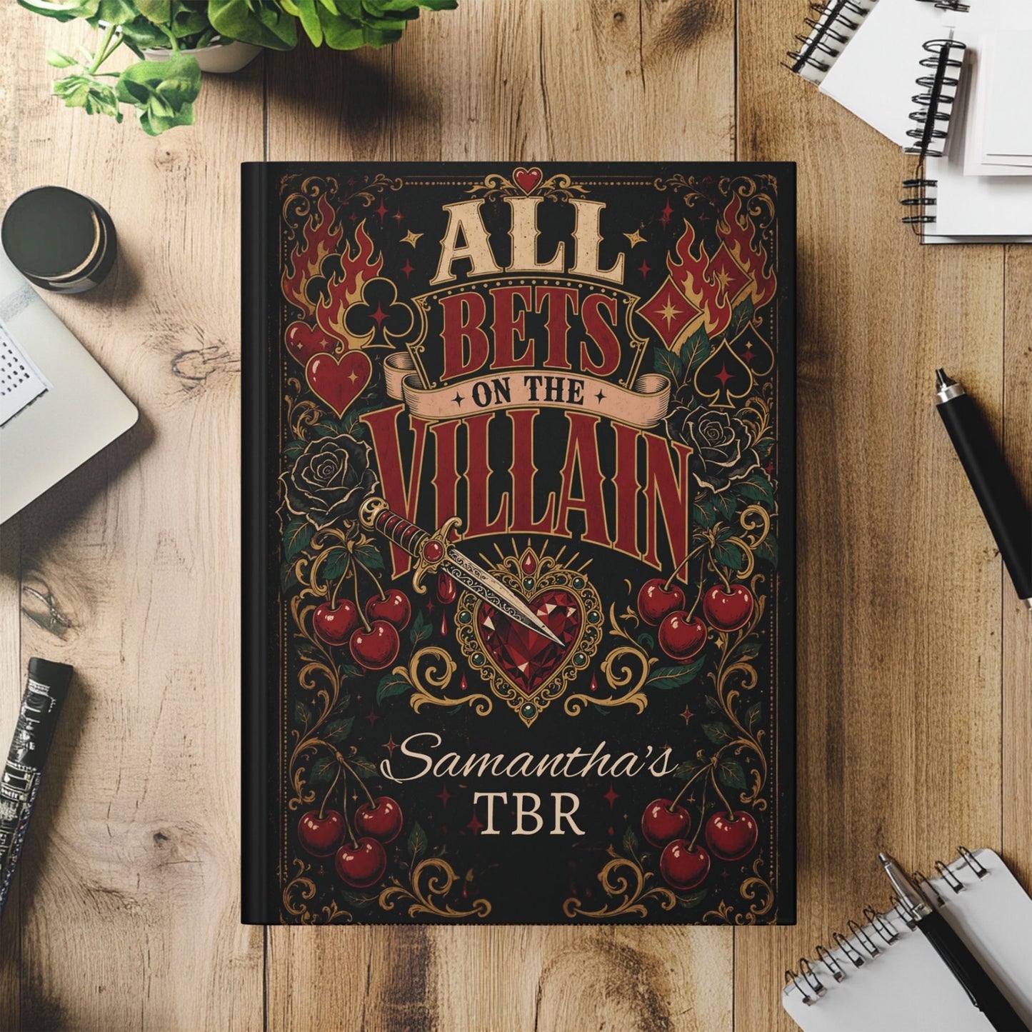 Personalized All Bets on the Villain TBR Journal, Dark Romance Reading Journal, Custom Book Lover Notebook