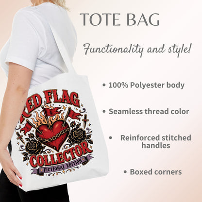 Red Flag Collector Fictional Edition Tote Bag, Dark Romance Book Lover Bag, Bookish Reader Tote
