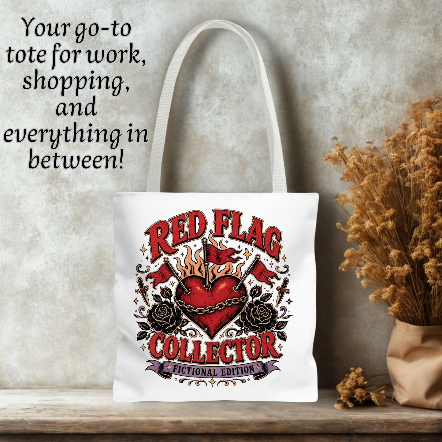 Red Flag Collector Fictional Edition Tote Bag, Dark Romance Book Lover Bag, Bookish Reader Tote