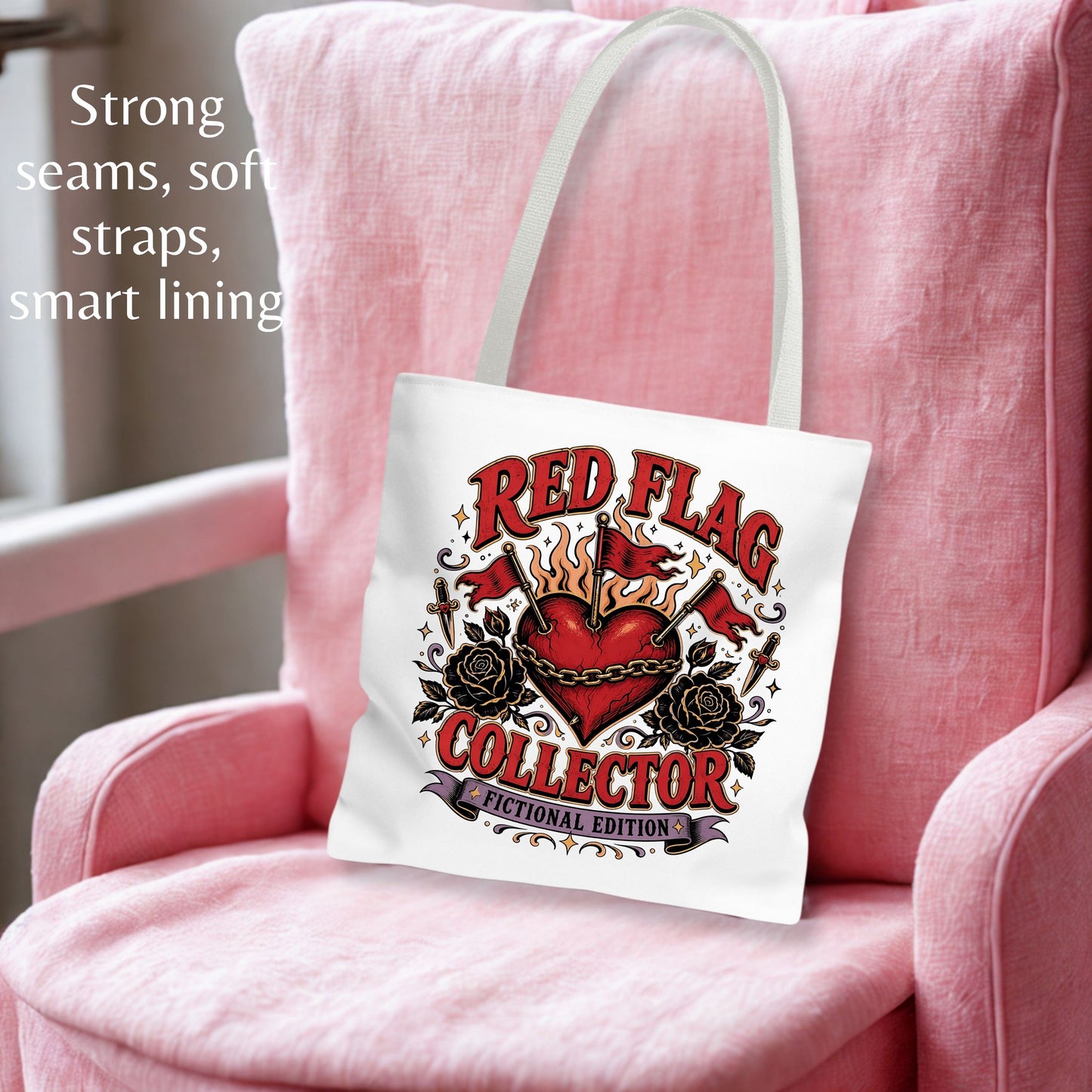 Red Flag Collector Fictional Edition Tote Bag, Dark Romance Book Lover Bag, Bookish Reader Tote
