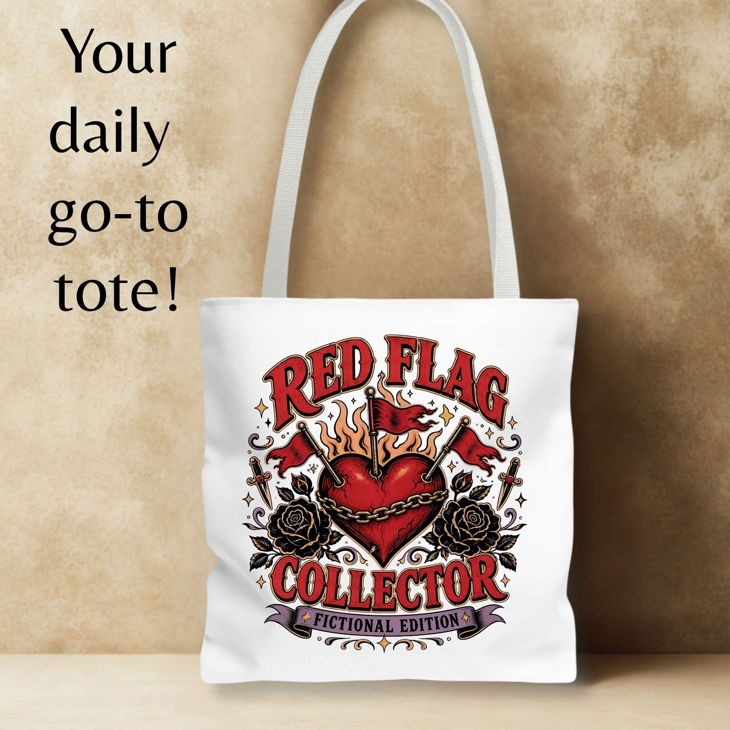 Red Flag Collector Fictional Edition Tote Bag, Dark Romance Book Lover Bag, Bookish Reader Tote