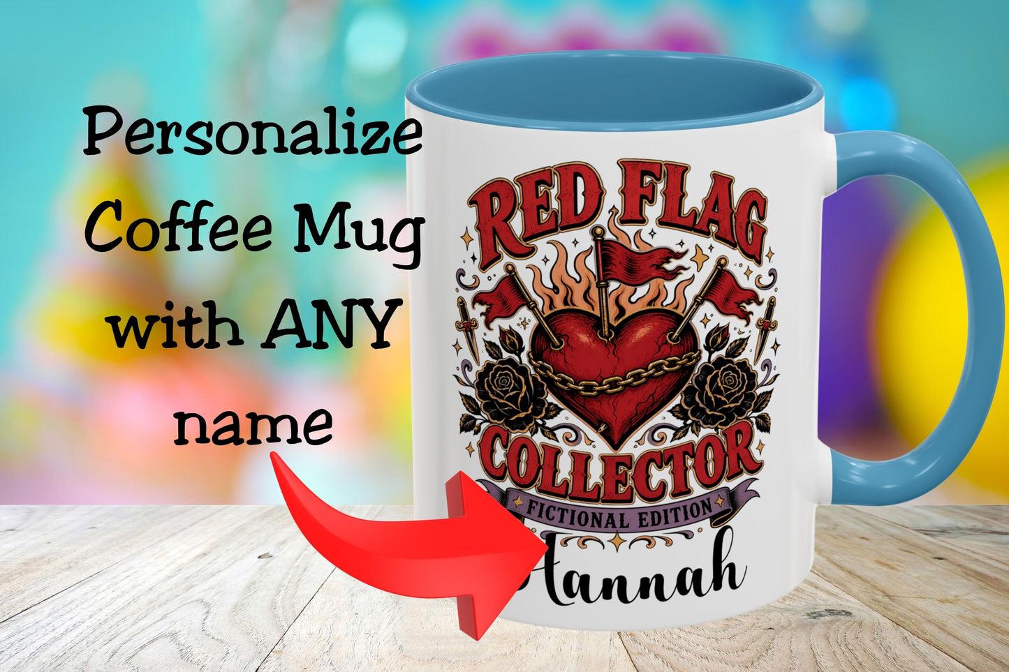 Personalized Red Flag Collector Mug, Fictional Edition Dark Romance Mug, Custom Book Lover Gift