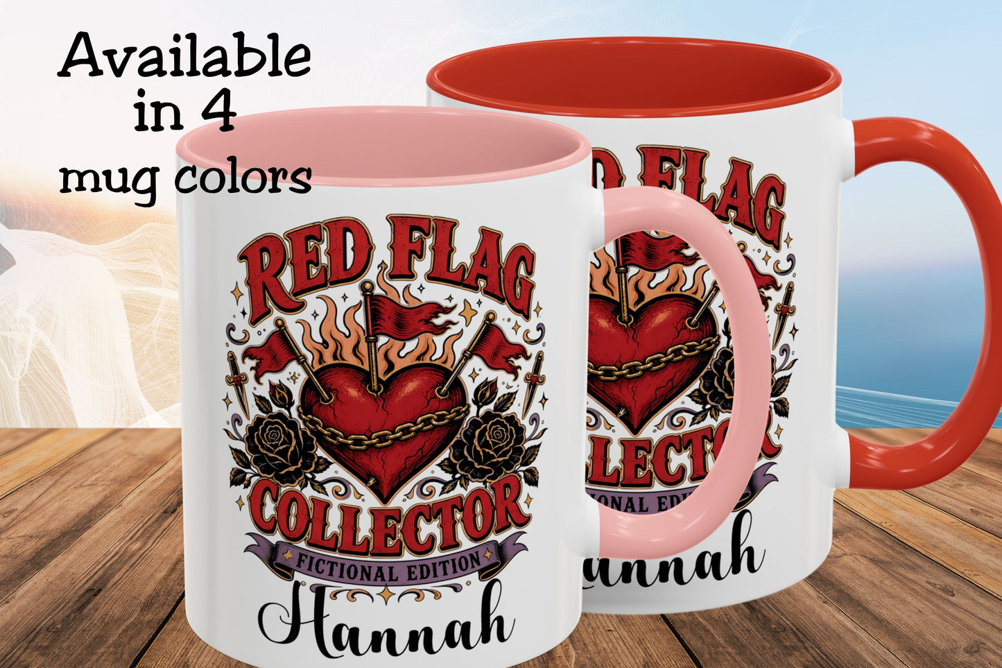 Personalized Red Flag Collector Mug, Fictional Edition Dark Romance Mug, Custom Book Lover Gift