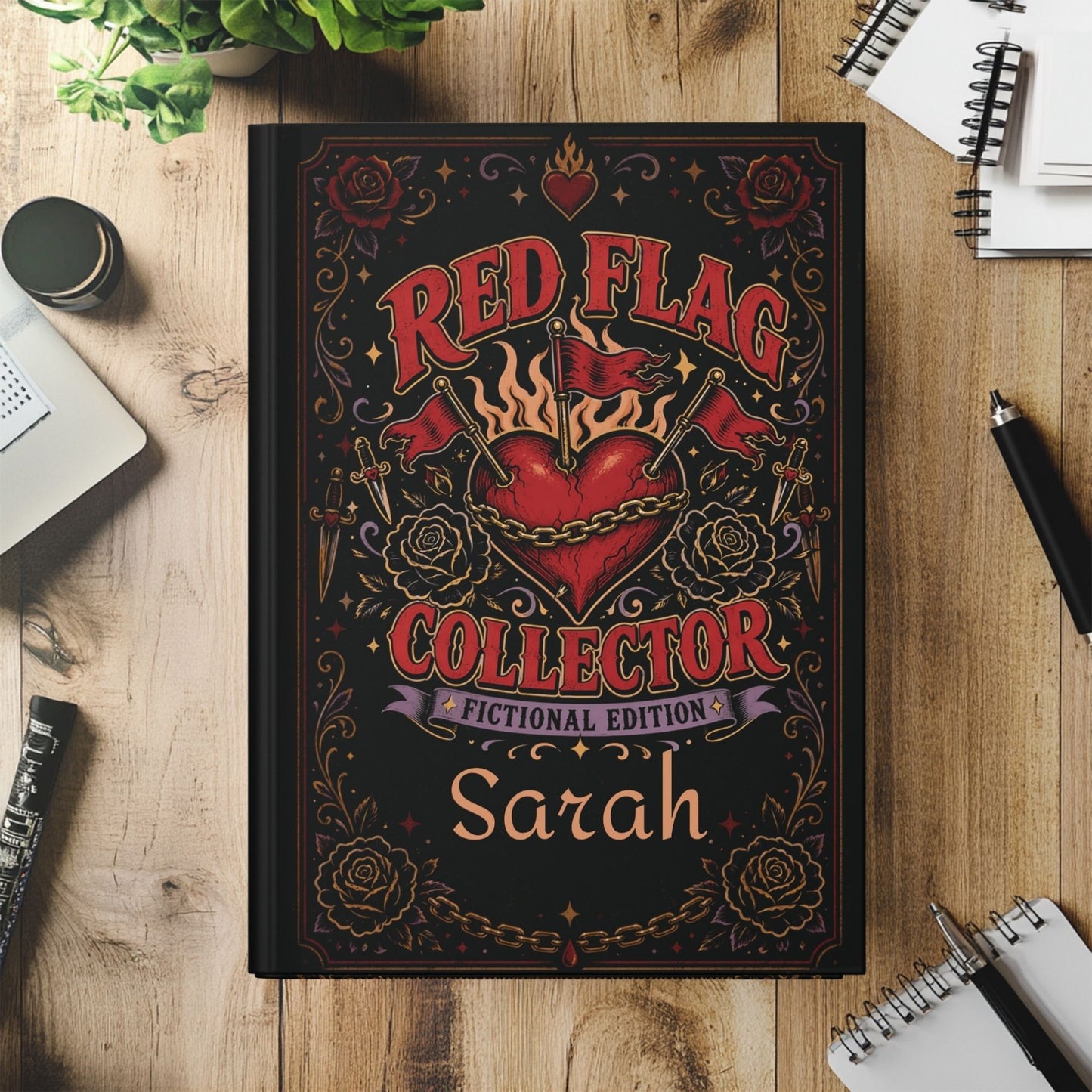 Personalized Red Flag Collector Journal, Fictional Edition Dark Romance Journal, Custom Book Lover Notebook