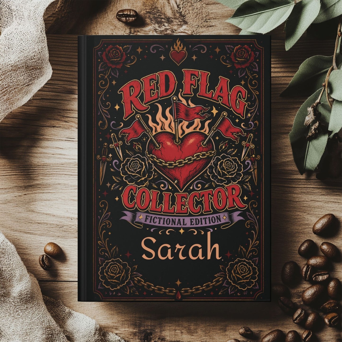 Personalized Red Flag Collector Journal, Fictional Edition Dark Romance Journal, Custom Book Lover Notebook