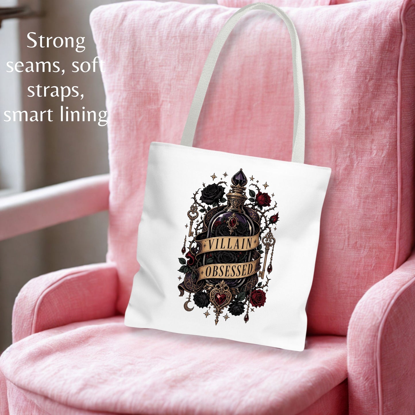 Villain Obsessed Tote Bag, Dark Romance Book Lover Bag, Romantasy Reader Tote, BookTok Gift