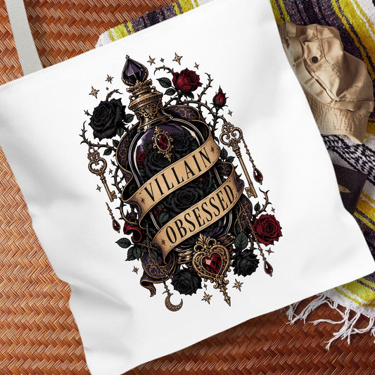 Villain Obsessed Tote Bag, Dark Romance Book Lover Bag, Romantasy Reader Tote, BookTok Gift