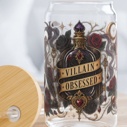 Villain Obsessed Glass Cup, 16 oz Dark Romance Book Lover Cup, Romantasy Reader Gift, BookTok Glass Can