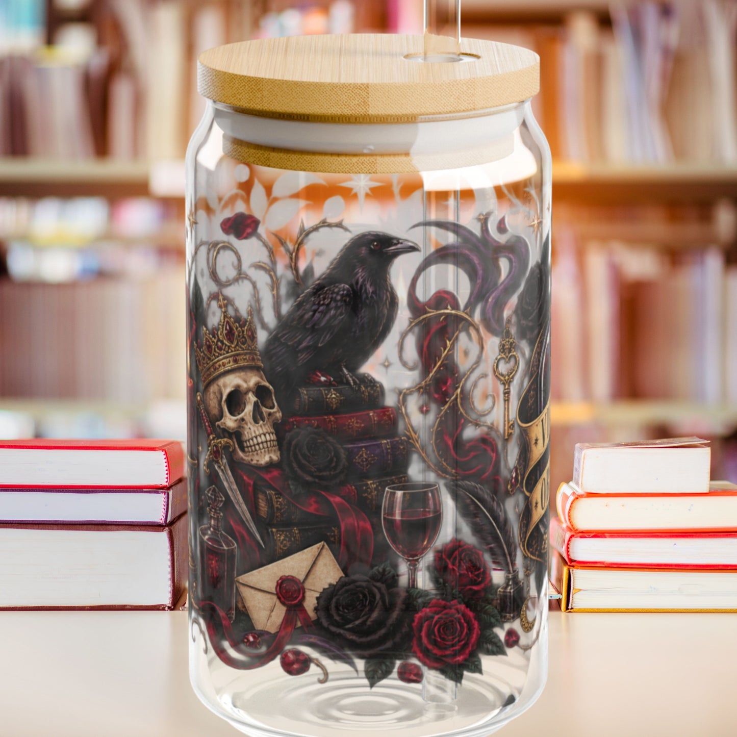 Villain Obsessed Glass Cup, 16 oz Dark Romance Book Lover Cup, Romantasy Reader Gift, BookTok Glass Can