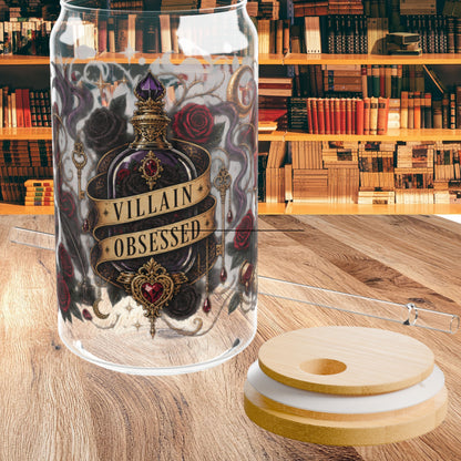 Villain Obsessed Glass Cup, 16 oz Dark Romance Book Lover Cup, Romantasy Reader Gift, BookTok Glass Can