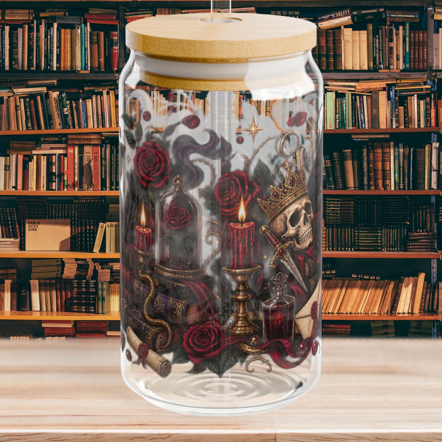 Villain Obsessed Glass Cup, 16 oz Dark Romance Book Lover Cup, Romantasy Reader Gift, BookTok Glass Can