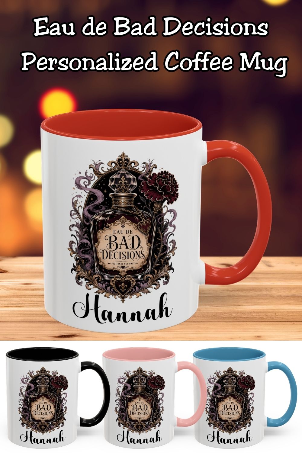 Personalized Bad Decisions Mug, Dark Romance Reader Mug, Custom Book Lover Coffee Cup, Romantasy Bookish Gift
