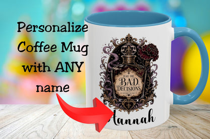 Personalized Bad Decisions Mug, Dark Romance Reader Mug, Custom Book Lover Coffee Cup, Romantasy Bookish Gift
