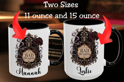 Personalized Bad Decisions Mug, Dark Romance Reader Mug, Custom Book Lover Coffee Cup, Romantasy Bookish Gift
