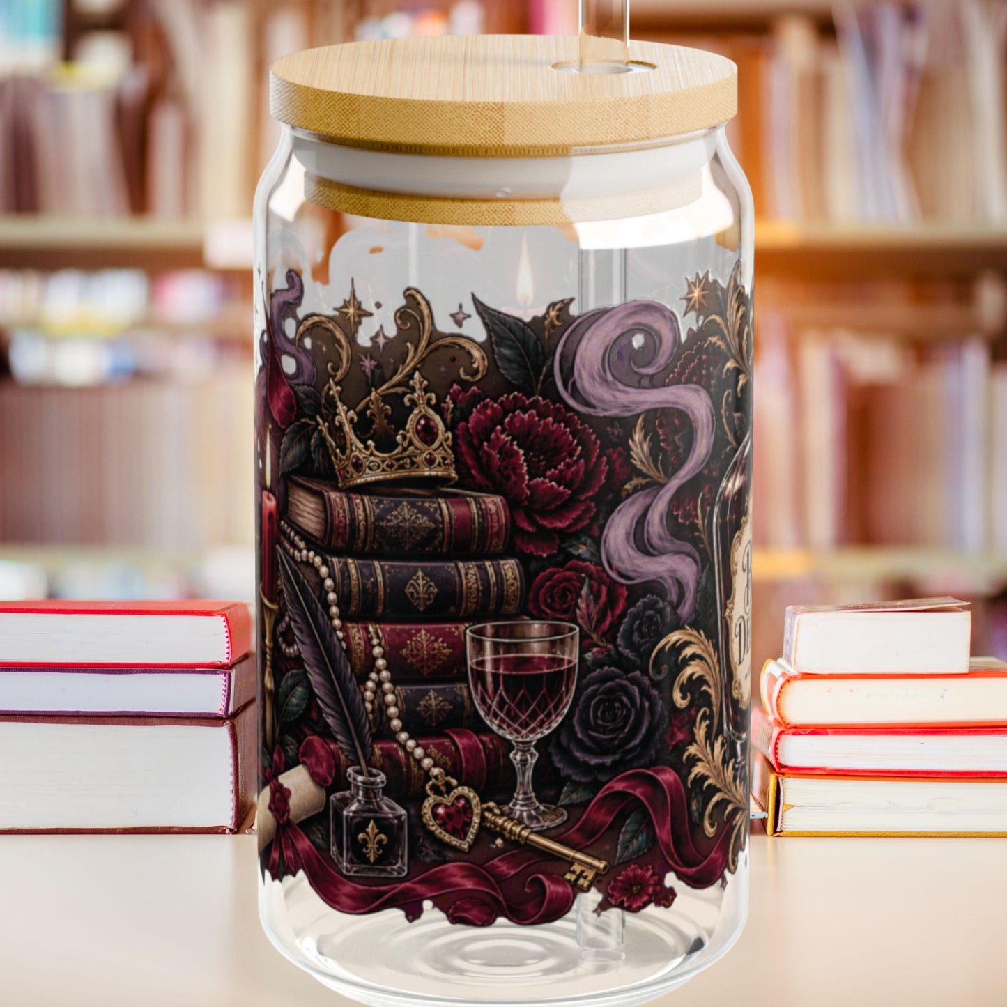 Bad Decisions Glass Cup, Dark Romance Bookish Cup, Gothic Romance Reader Gift, Fictional Men Iced Coffee Glass