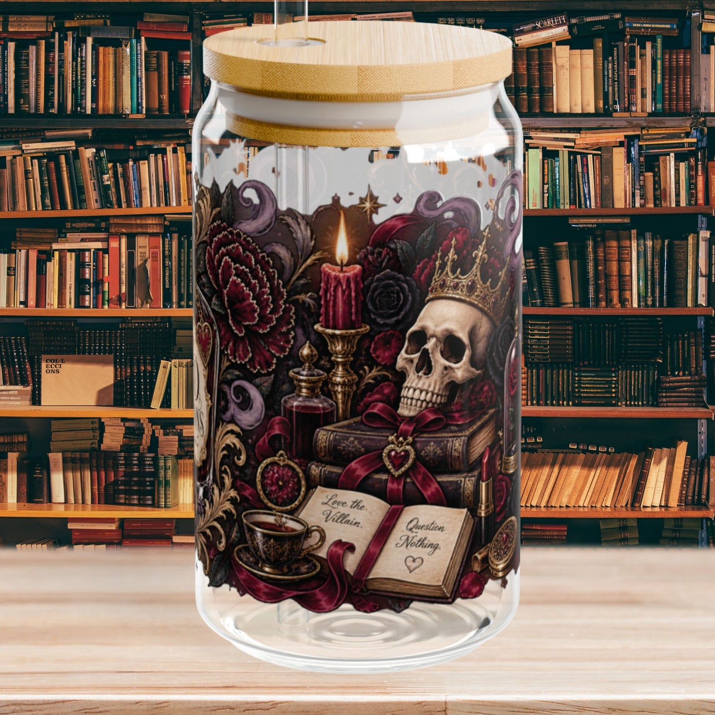 Bad Decisions Glass Cup, Dark Romance Bookish Cup, Gothic Romance Reader Gift, Fictional Men Iced Coffee Glass