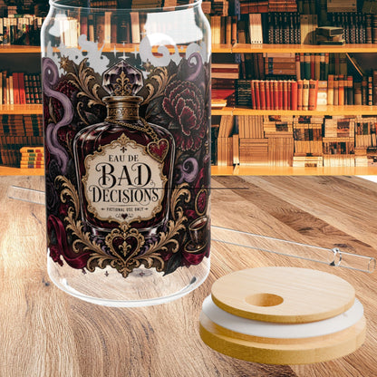 Bad Decisions Glass Cup, Dark Romance Bookish Cup, Gothic Romance Reader Gift, Fictional Men Iced Coffee Glass