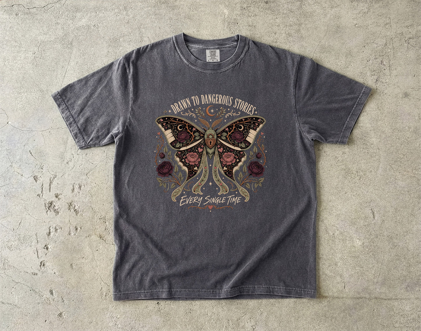 Dangerous Stories Shirt, Dark Romance Reader Shirt, Morally Gray Book Lover Tee, Gothic Moth Bookish Shirt