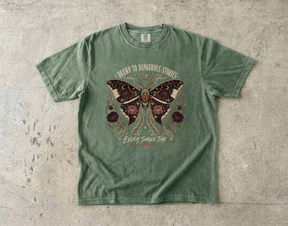 Dangerous Stories Shirt, Dark Romance Reader Shirt, Morally Gray Book Lover Tee, Gothic Moth Bookish Shirt