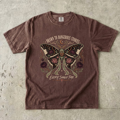 Dangerous Stories Shirt, Dark Romance Reader Shirt, Morally Gray Book Lover Tee, Gothic Moth Bookish Shirt