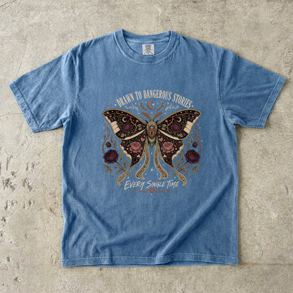 Dangerous Stories Shirt, Dark Romance Reader Shirt, Morally Gray Book Lover Tee, Gothic Moth Bookish Shirt