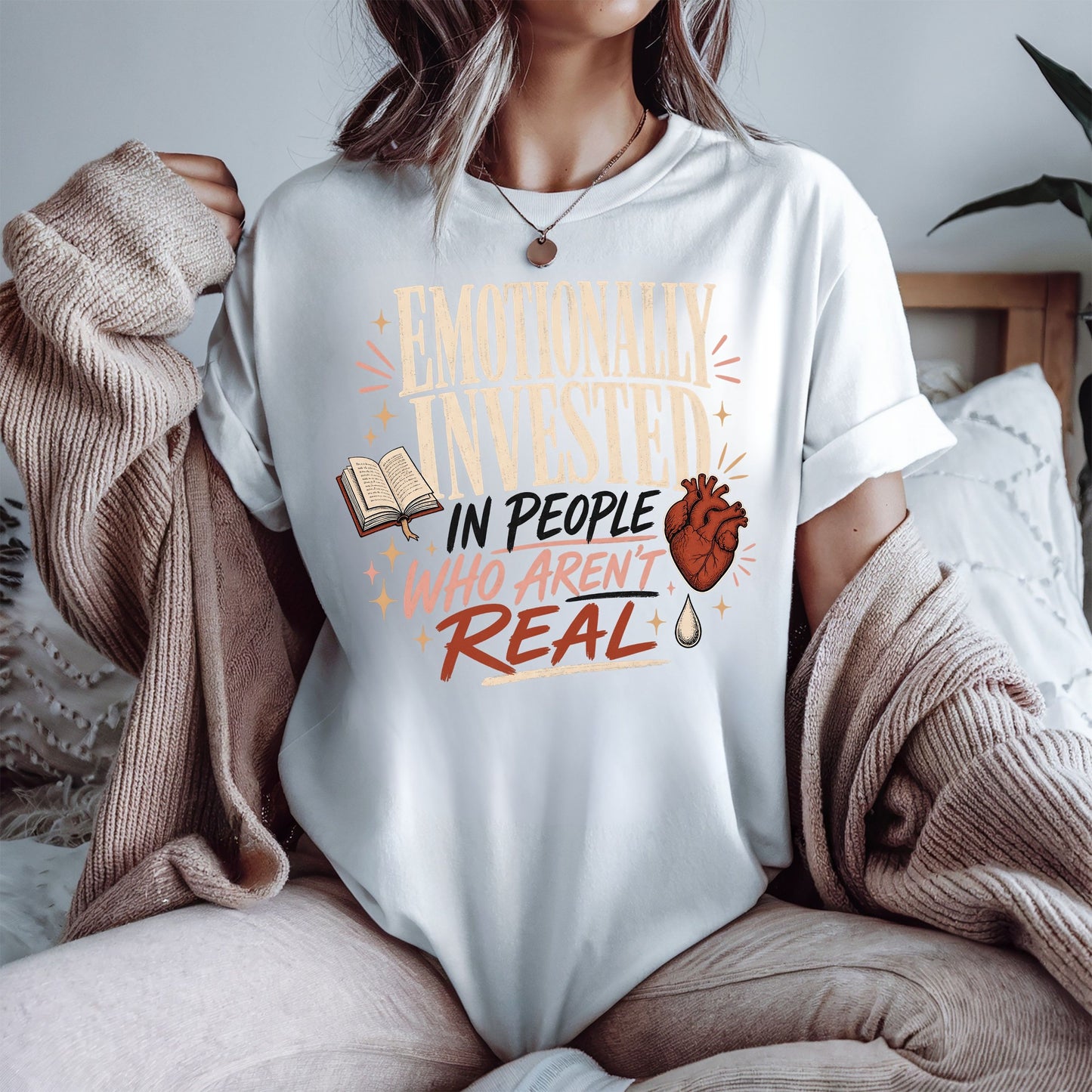 Emotionally Invested in People Who Aren’t Real Shirt, Funny Book Lover Tee, Romance Reader Shirt, BookTok Gift