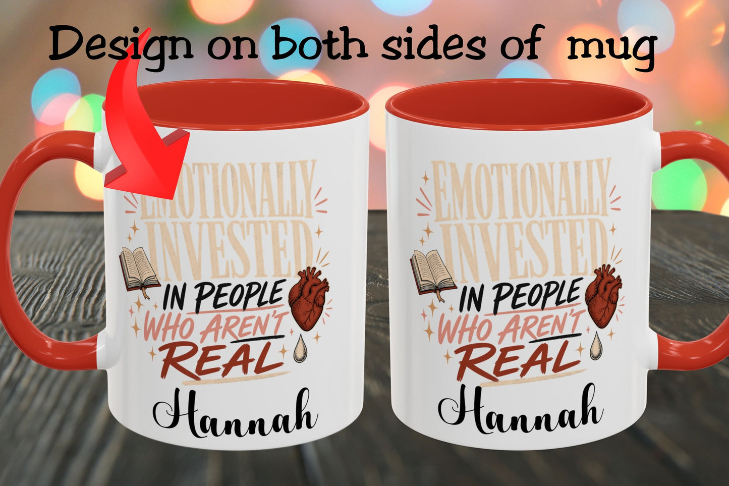 Personalized Emotionally Invested Mug, Book Lover Coffee Mug, Funny Reader Gift, Custom Bookish Mug, Romance Reader Gift