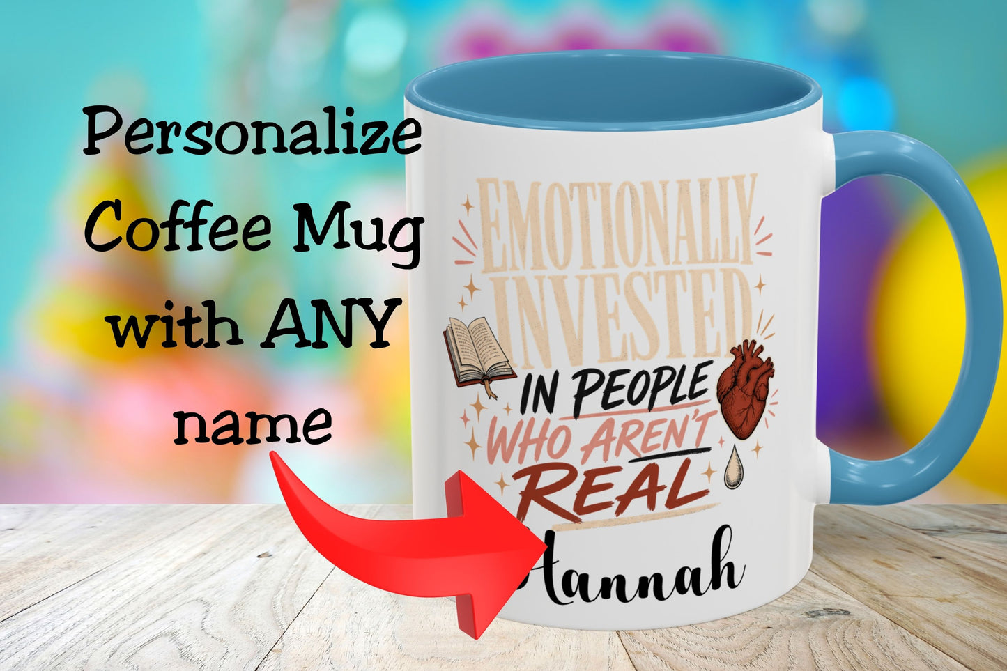 Personalized Emotionally Invested Mug, Book Lover Coffee Mug, Funny Reader Gift, Custom Bookish Mug, Romance Reader Gift