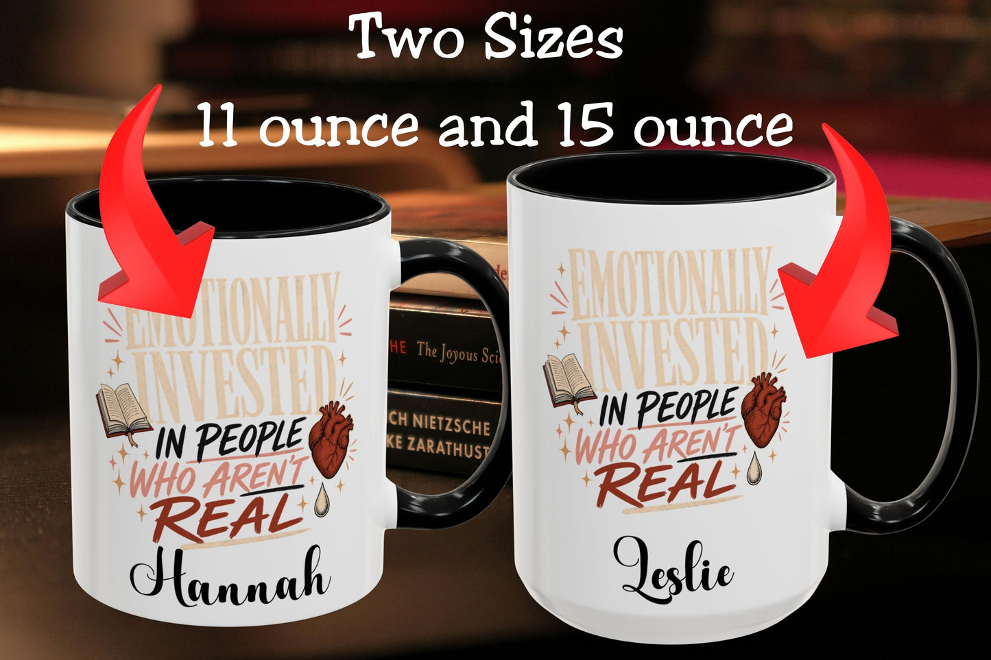 Personalized Emotionally Invested Mug, Book Lover Coffee Mug, Funny Reader Gift, Custom Bookish Mug, Romance Reader Gift