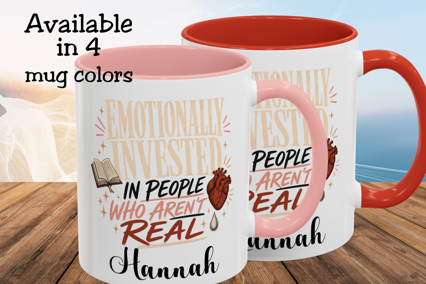 Personalized Emotionally Invested Mug, Book Lover Coffee Mug, Funny Reader Gift, Custom Bookish Mug, Romance Reader Gift