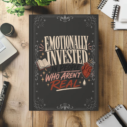 Emotionally Invested Journal, Funny Book Lover Notebook, Romance Reader Gift, BookTok Journal, Fictional Character Bookish Gift