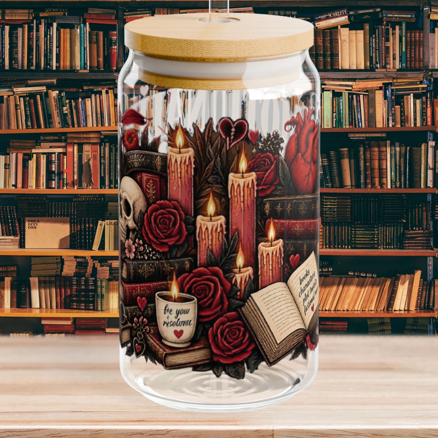 Emotionally Invested Glass Cup, Funny Book Lover Cup, Romance Reader 16 oz Glass Can, BookTok Reader Gift