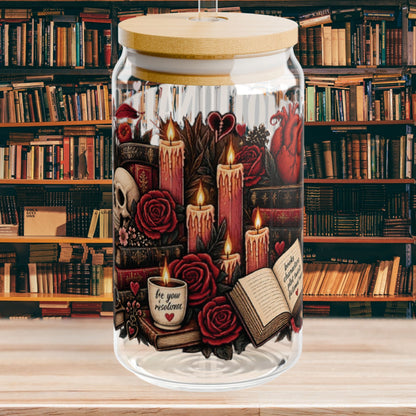 Emotionally Invested Glass Cup, Funny Book Lover Cup, Romance Reader 16 oz Glass Can, BookTok Reader Gift