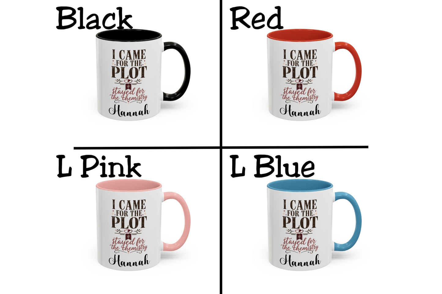 Personalized Came for the Plot Mug, Stayed for the Chemistry Mug, Romance Reader Gift, Book Lover Mug, BookTok Gift, Custom Name Mug