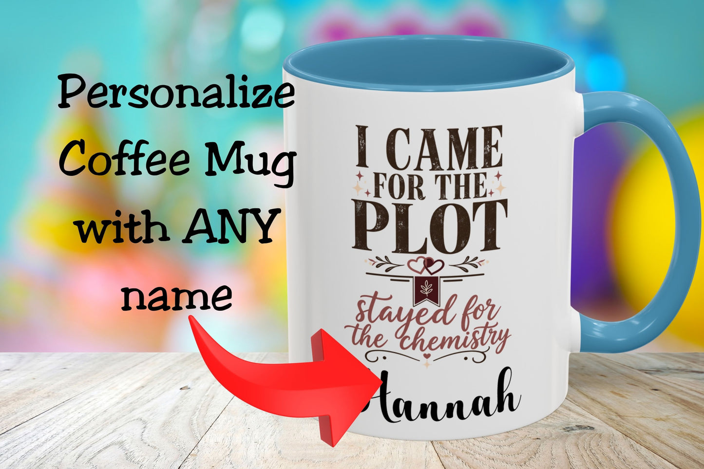 Personalized Came for the Plot Mug, Stayed for the Chemistry Mug, Romance Reader Gift, Book Lover Mug, BookTok Gift, Custom Name Mug