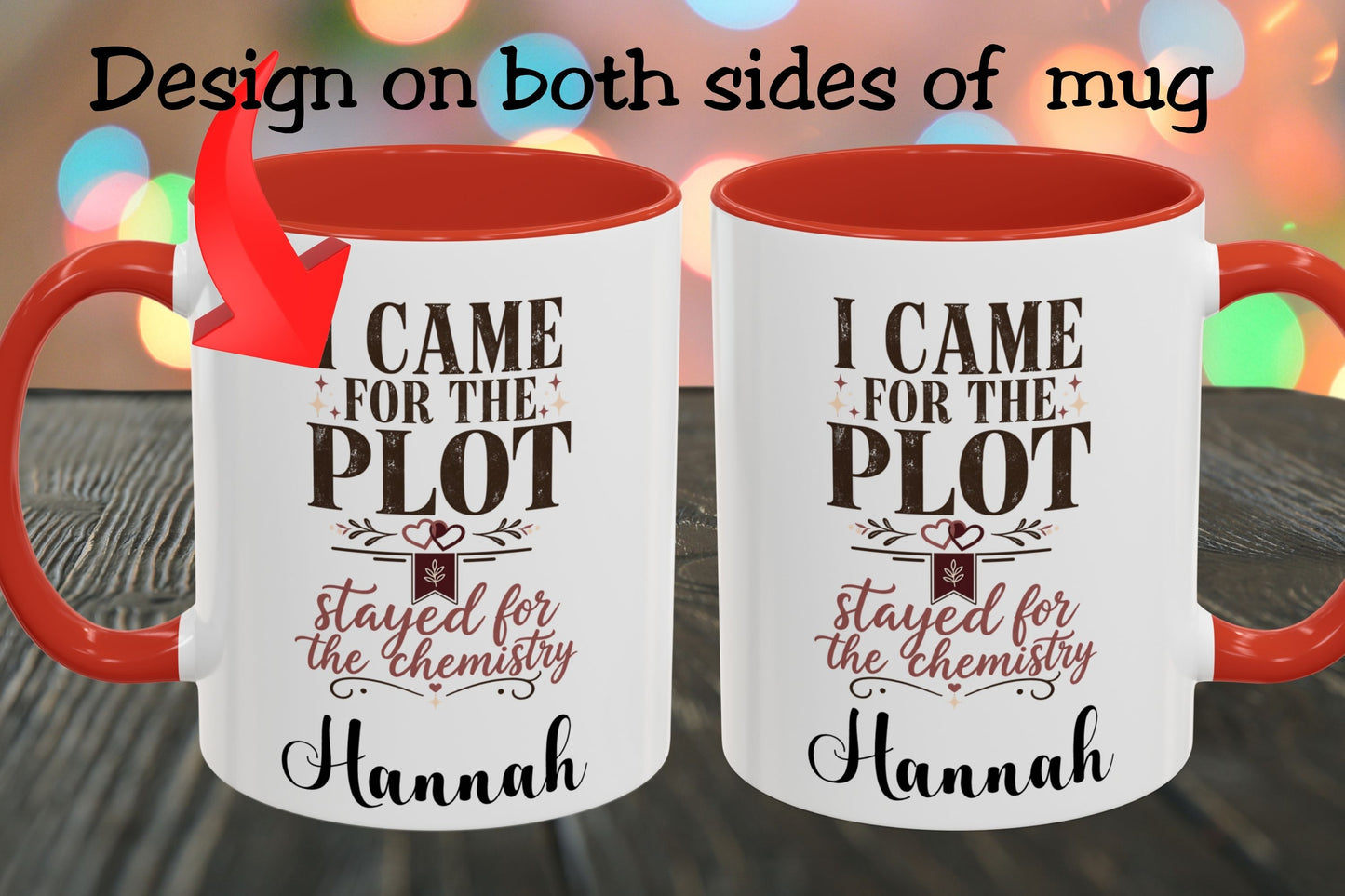 Personalized Came for the Plot Mug, Stayed for the Chemistry Mug, Romance Reader Gift, Book Lover Mug, BookTok Gift, Custom Name Mug