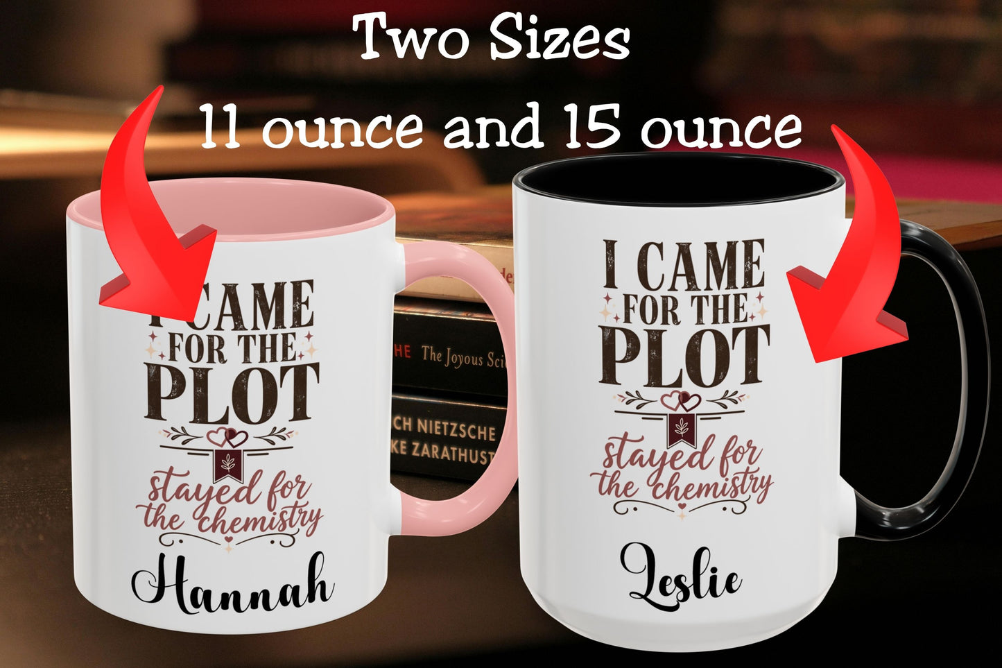 Personalized Came for the Plot Mug, Stayed for the Chemistry Mug, Romance Reader Gift, Book Lover Mug, BookTok Gift, Custom Name Mug