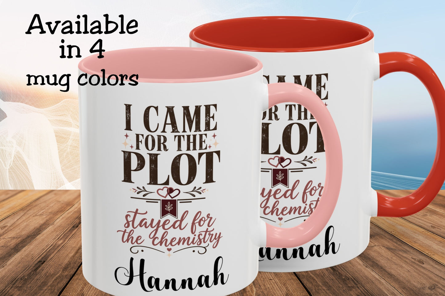 Personalized Came for the Plot Mug, Stayed for the Chemistry Mug, Romance Reader Gift, Book Lover Mug, BookTok Gift, Custom Name Mug