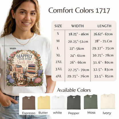 Happily Ever After Starts Here Shirt, Romance Reader Tee, Book Lover Shirt, Cozy Reading Shirt, BookTok Gift