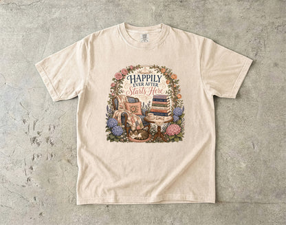 Happily Ever After Starts Here Shirt, Romance Reader Tee, Book Lover Shirt, Cozy Reading Shirt, BookTok Gift